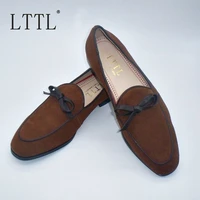 luxury fashion brown men suede loafers butterfly knot italian slip on dress shoes mens casual shoes flats boat shoes