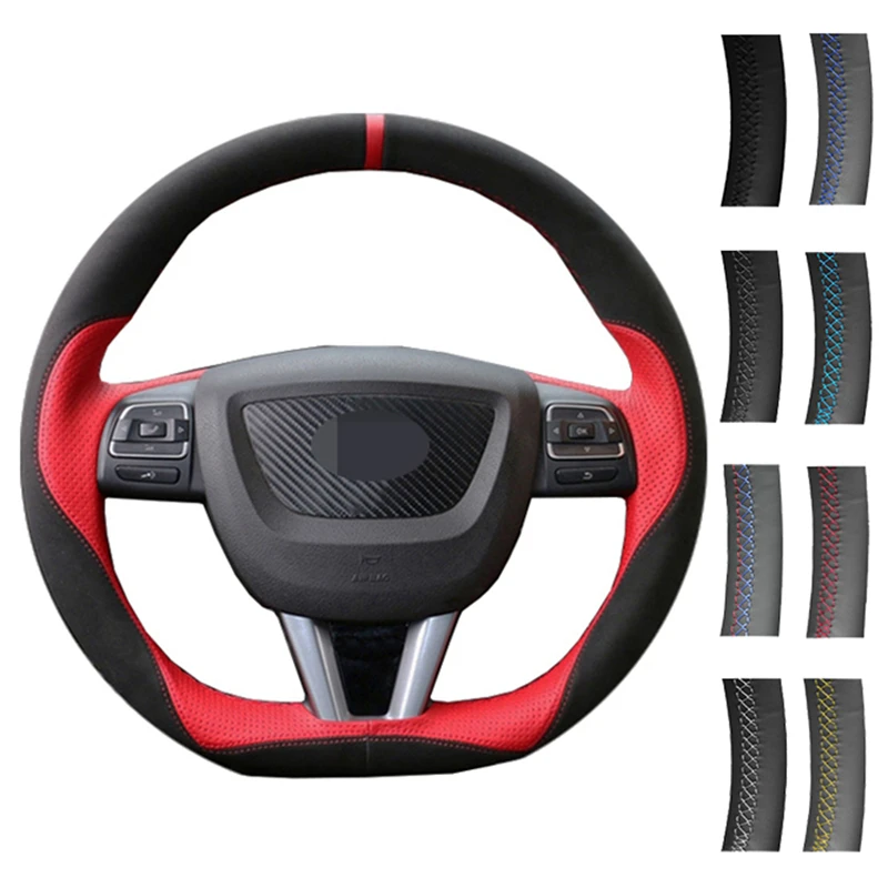 

Car Steering Wheel Cover Black Hand-stitched Soft Suede Leather For Seat Leon Altea Leon Cupra 2008-2012 Toledo Alhambra 2010-20