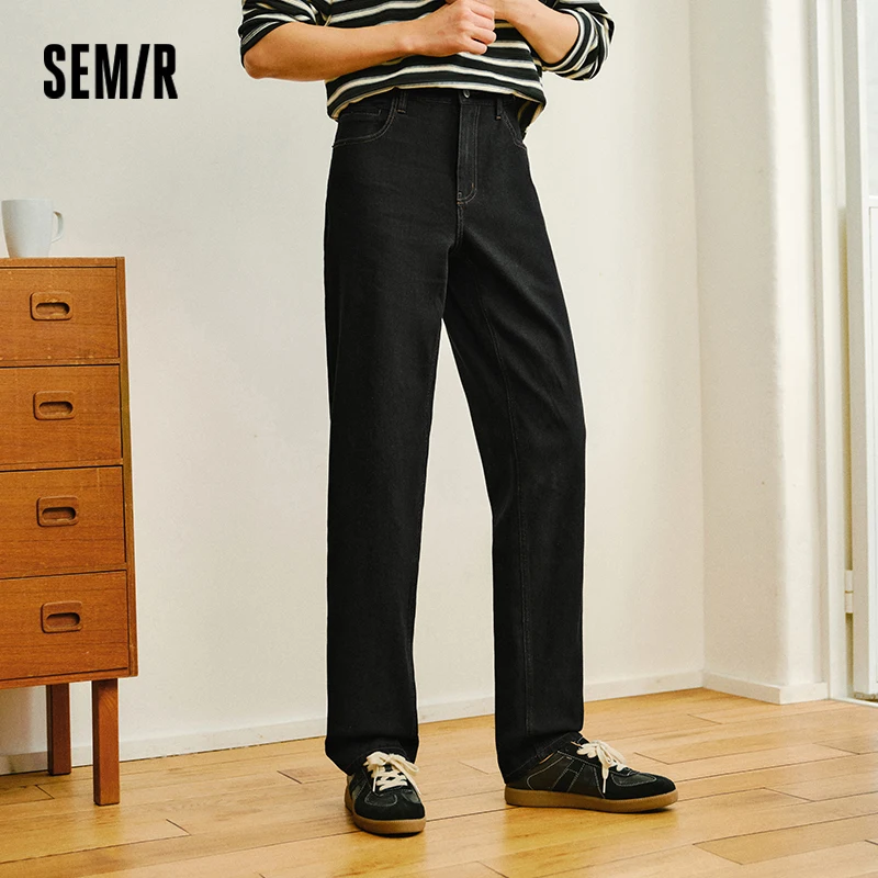Фото Мужские мягкие джинсы Semir, весна 2026, эластичные обычные прямые брюки, винтажные потертые повседневные удобные повседневные брюки №3