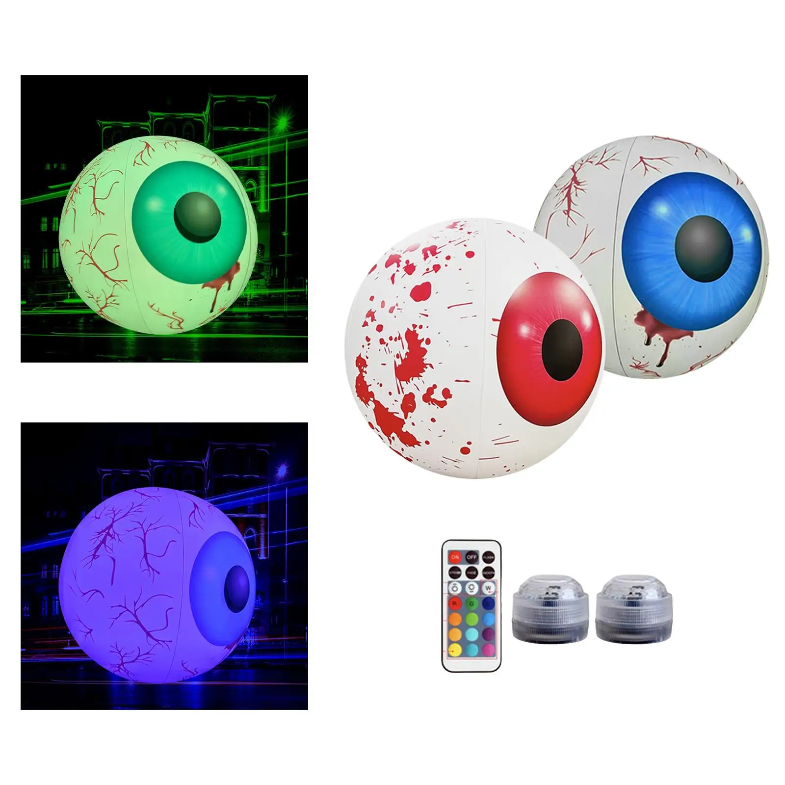 

Надувной глазный шар для Хэллоуина, 24 дюйма светодиодный светодиодная подвесная подсветка, меняющая цвет, уличные воздушные шары для сада в...