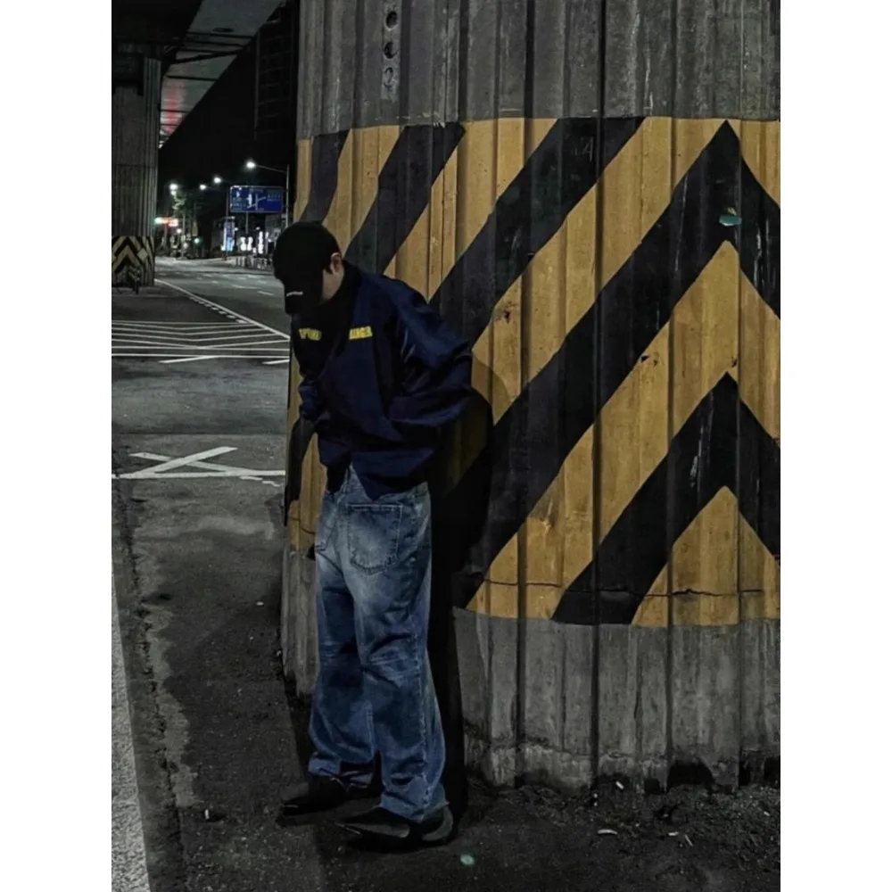 NIGO Мужская осенне-зимняя синяя куртка с подплечниками и силуэтом американских