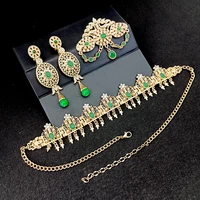 moroccan wedding brooch algerian bride crown hair jewelry dress women earrings princess queen crown party gifts