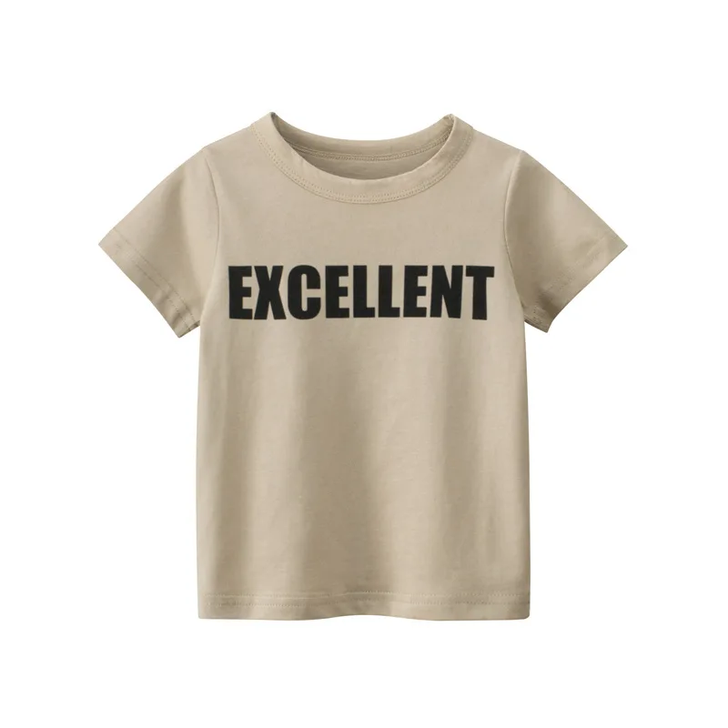 Boy Summer Short Sleeve T-Shirts Girl Casual Solid Tee Shirt Toddler Crew Neck Top Kids Wear Fashion Children Clothing