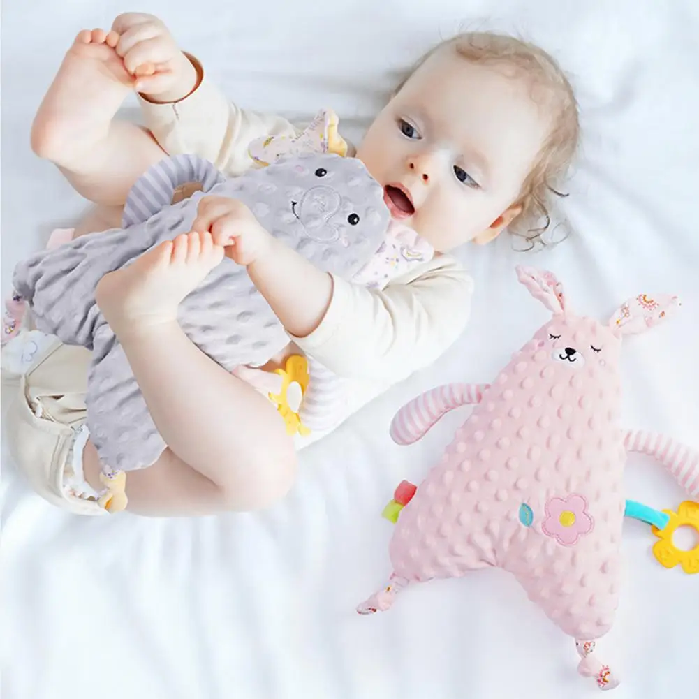 Sleep Doll Soft Cartoon Shape Skin-touch Lovely Bite-resistant Appease Bean Fleece Rabbit Baby Soothing Doll for Indoor