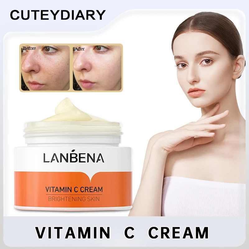 

LANBENA Vitamin C Face Cream Whitening Moisturizing Nourish Brighten Improve Dull Skin Remove Freckle Anti Aging Refreshing 50g