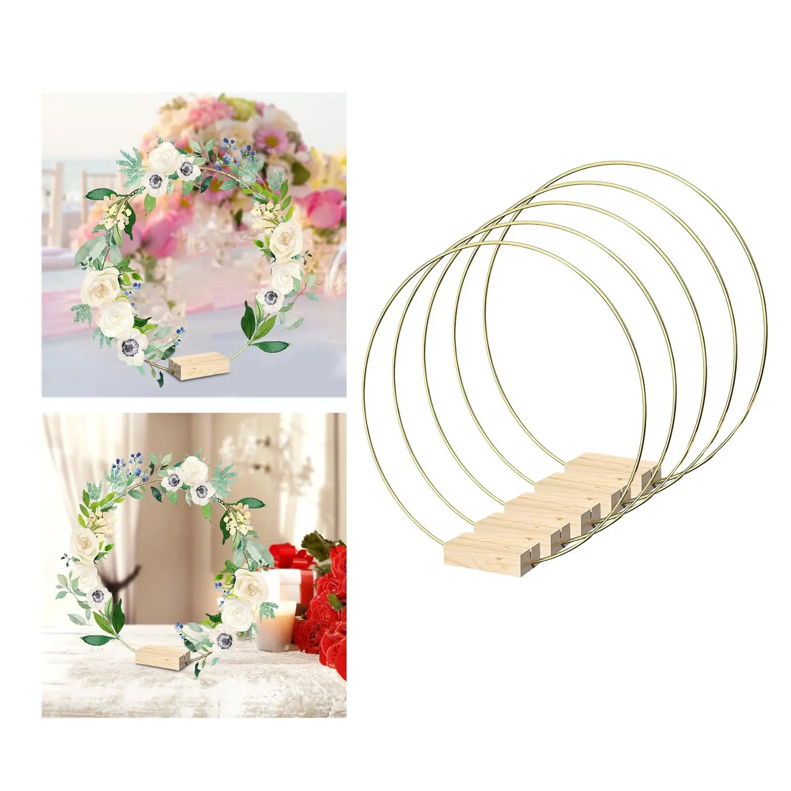 

Портативные металлические обручи с цветочным рисунком, венок, обручи для свадебного украшения стола