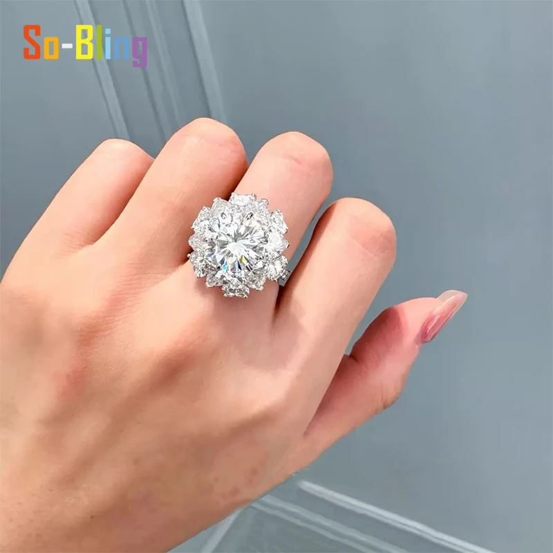 Фото Кольцо So-Bling с муассанитом 5 карат, кольца из стерлингового серебра 925 пробы с сертификатом Gra для женщин, элегантный, изысканный, роскошный, качественный, подарок на вечеринку №2