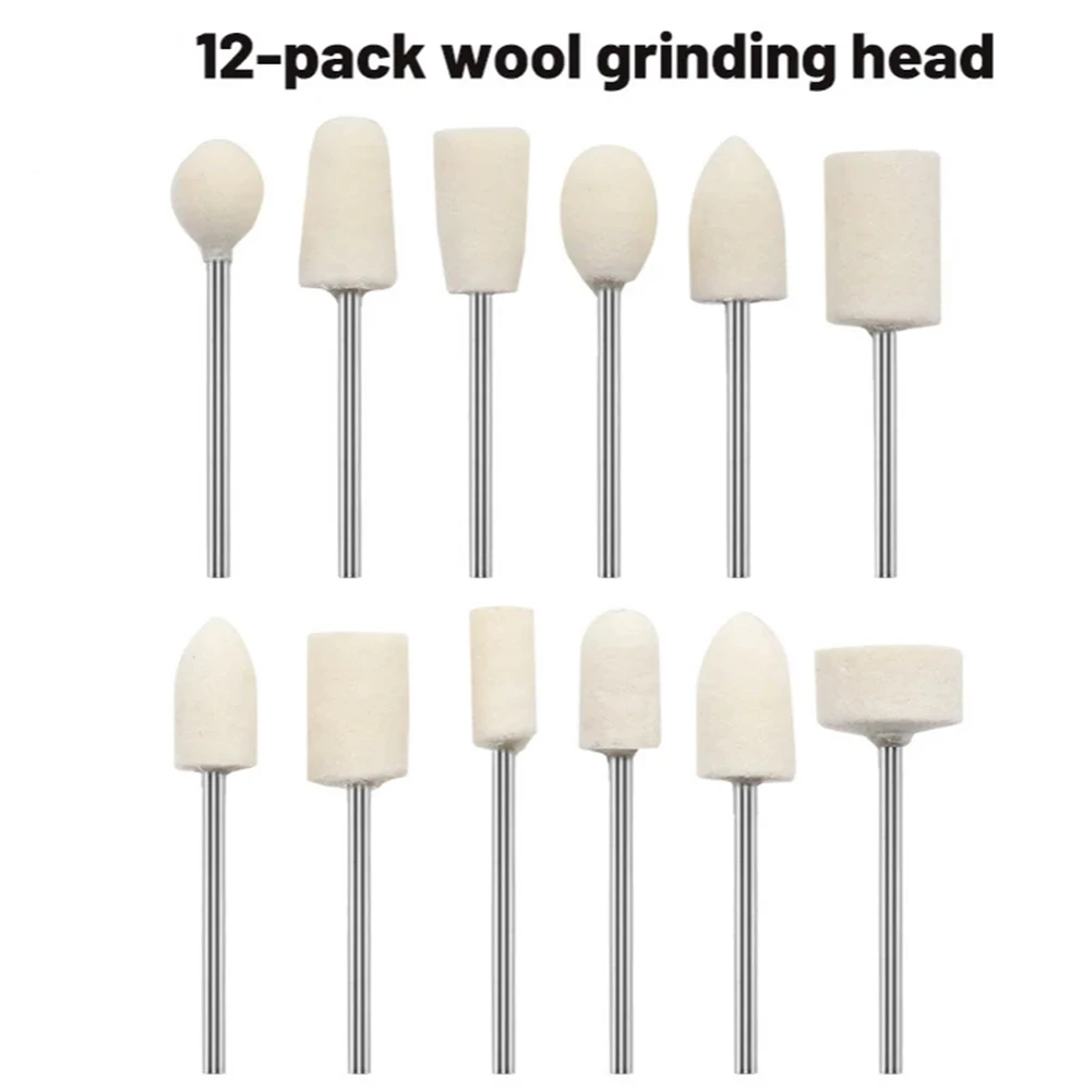 

12pcs 42mm Wool Grinding Head 2.35mm Shank Felt-tipped Polishing Buffing Wheel For Mould Glass Metal Rotary Tool Accessories