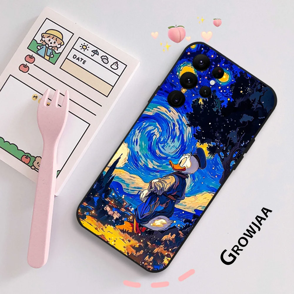 Donald Duck Starry Sky Phone Case for Samsung Galaxy S24 Ultra S22 S23 S21 S20 5G Protective Silicone TPU Funda