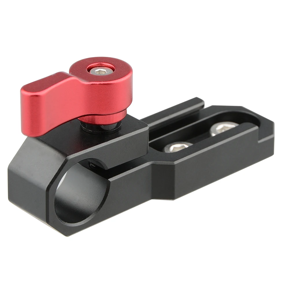 

HDRIG DSLR Camera Single 15mm Rod Clamp with Cold Shoe (Black & Red) Fit for 15mm Rail System For DSLR GH5 Emos100 5DMarkIII