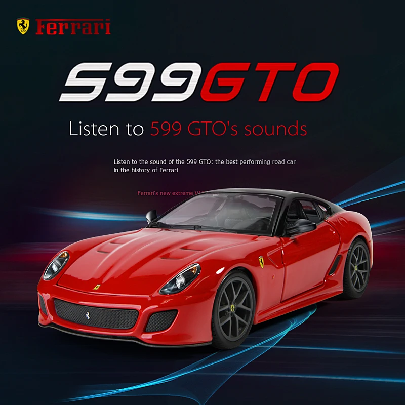 

1:24 модель спортивного автомобиля Ferrari 599 GTO из сплава, литая металлическая игрушка, Модель гоночного автомобиля, Коллекционная модель высокой симуляции, подарок