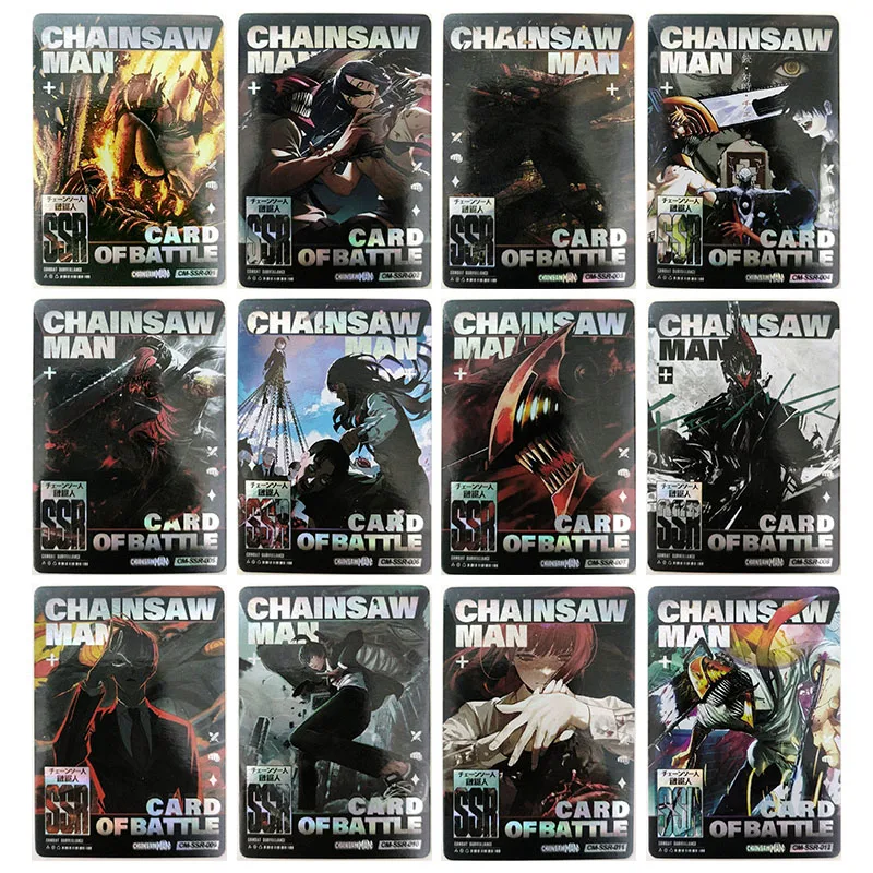 

Anime Chainsaw Man Rare SSR Reflections Flash Cards Denji Pochita Makima Power Toys for boys Collectible Cards Birthday Gifts