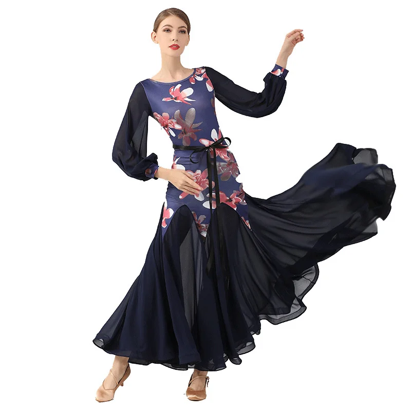 

New Design Fashion Retro Waltz Dress Elegant Women Adult Performance Competition Wear Dress Dance Costume