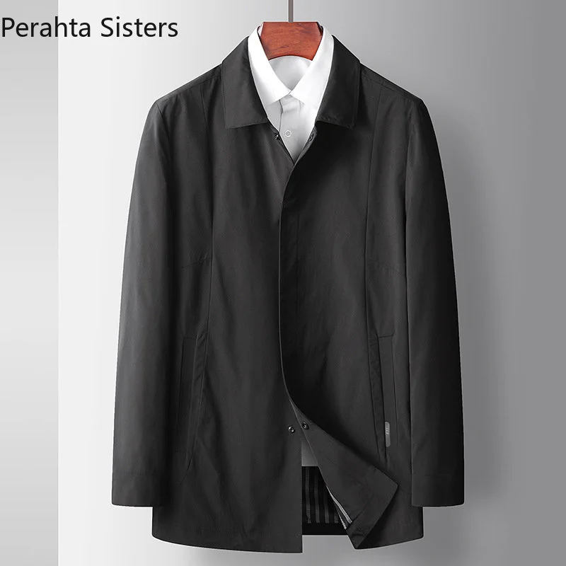 

Brand Top Quality Man Trench Coat Spring Autumn Solid Color Lapel Single-breasted Business Casual Men's Luxury Men Clothing