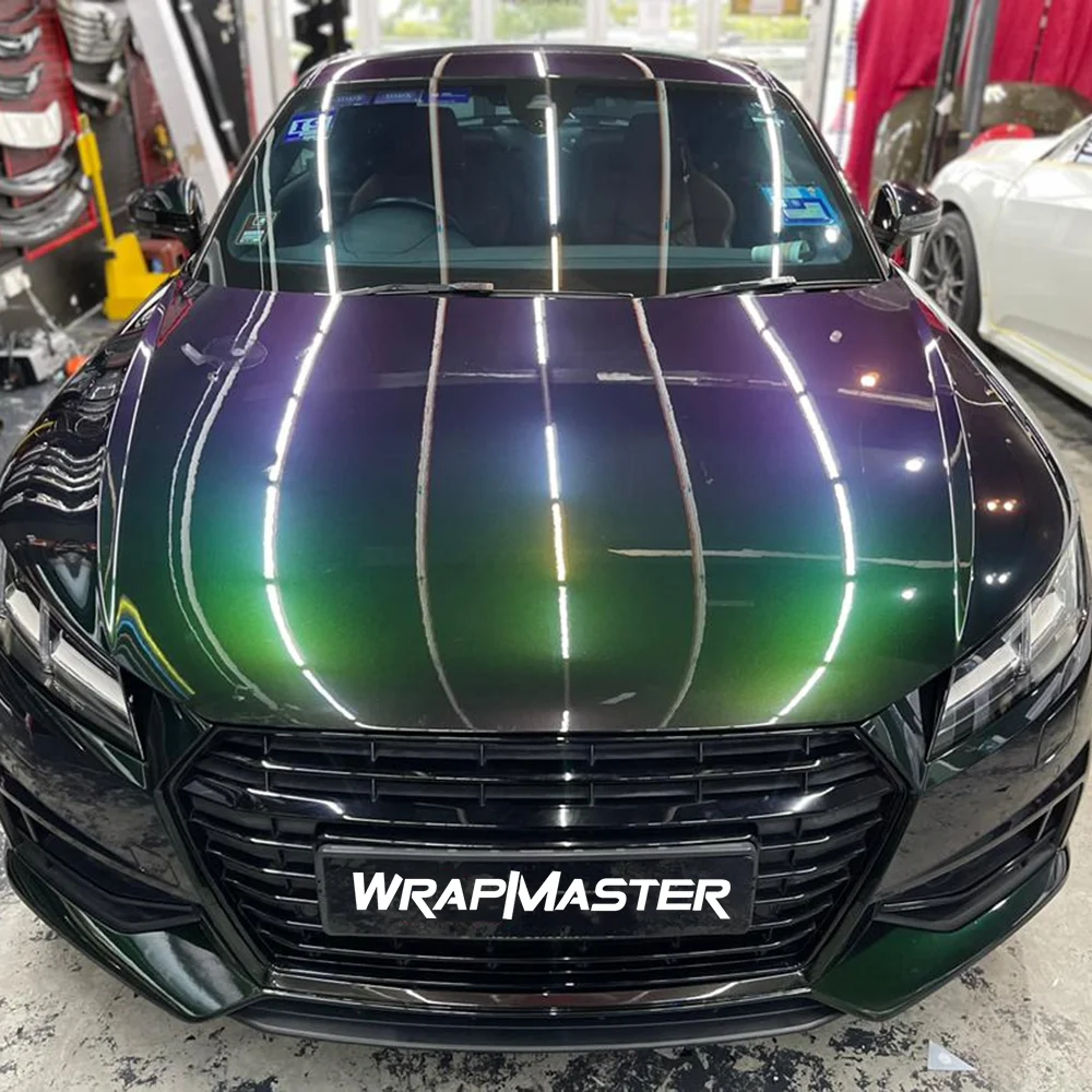 Фото Пленка Wrapmaster для оклейки автомобилей, цвет «Демонский зеленый», с эффектом хамелеона, блестящая, из ПЭТ №2