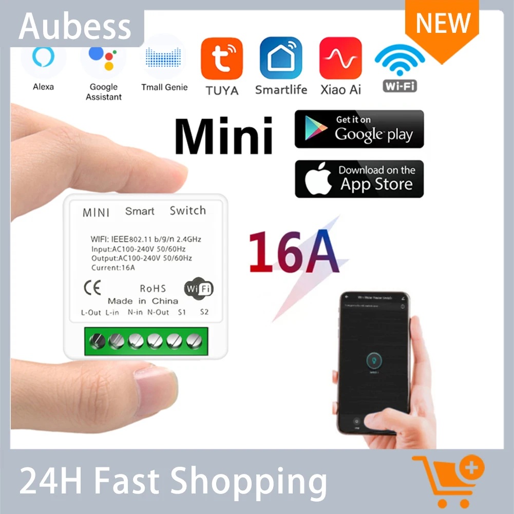 

Умный мини-выключатель с поддержкой Wi-Fi, 16 А