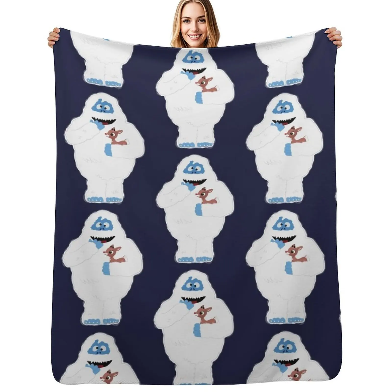Фото Классический рождественский Абоминабл-Снобмен с Рудольфом? Плед GraphicLoveShop, многофункциональное теплое одеяло для гостиной и спальни №1