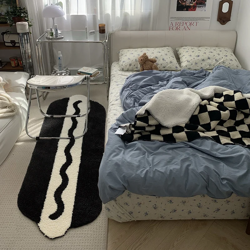 

New Modern Fashion Bedroom Bedside Retro Chessboard Decorative Carpet Living Room Cloakroom Large Area Soft Fluffy Thickened Rug