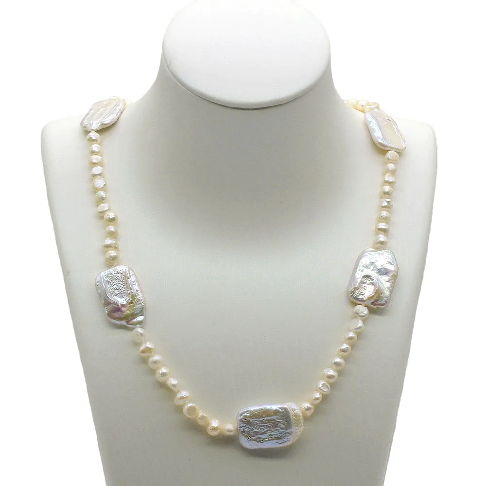 

SAUDADE Latest Ladies Necklace White Natural Freshwater Pearls Irregular Shape Baroque Style Short Necklace Mom Gift