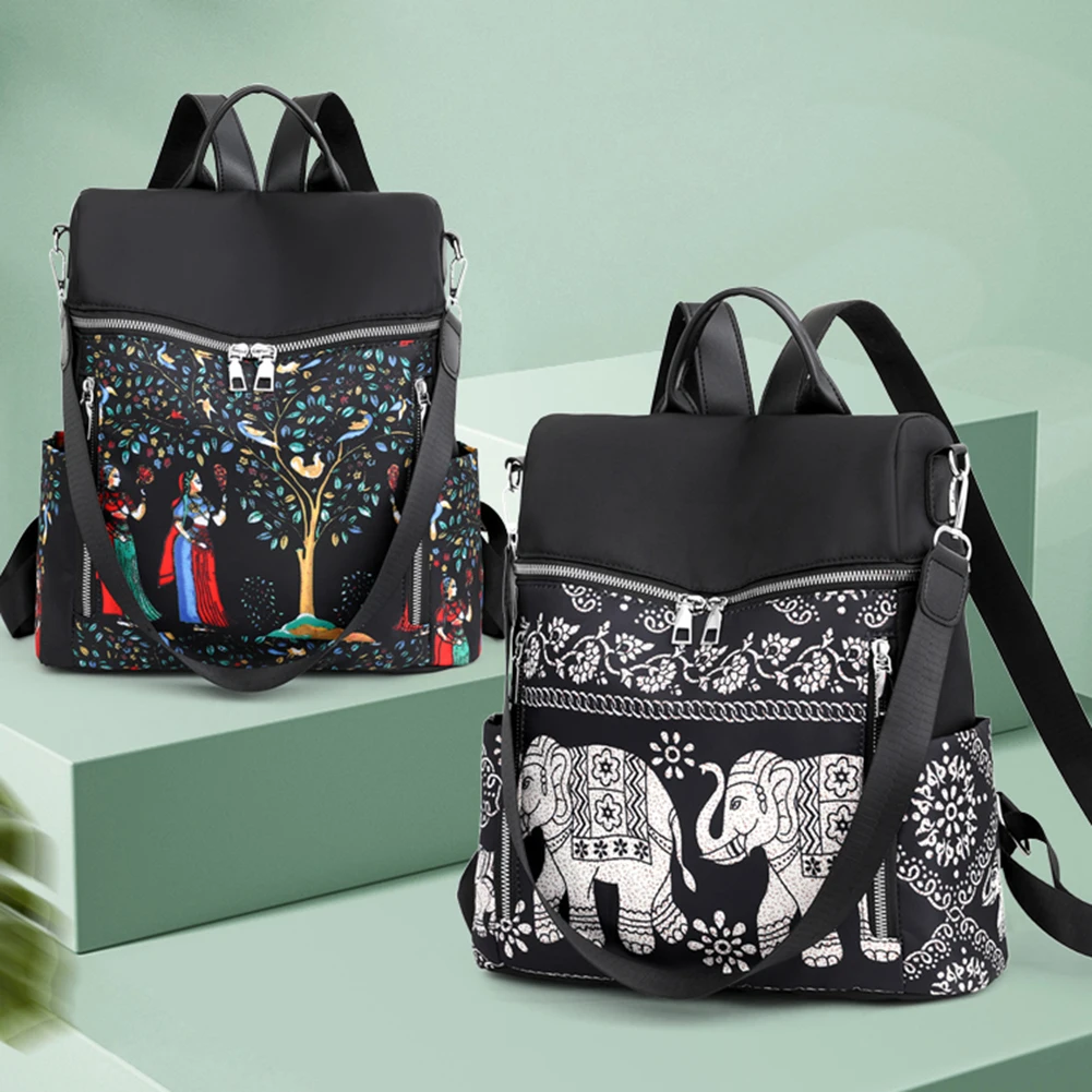 

Retro Ethnic Women Backpack Teenage Student College School Bags Casual Oxford Large Capacity Girls Shoulder Bags Travel Rucksack