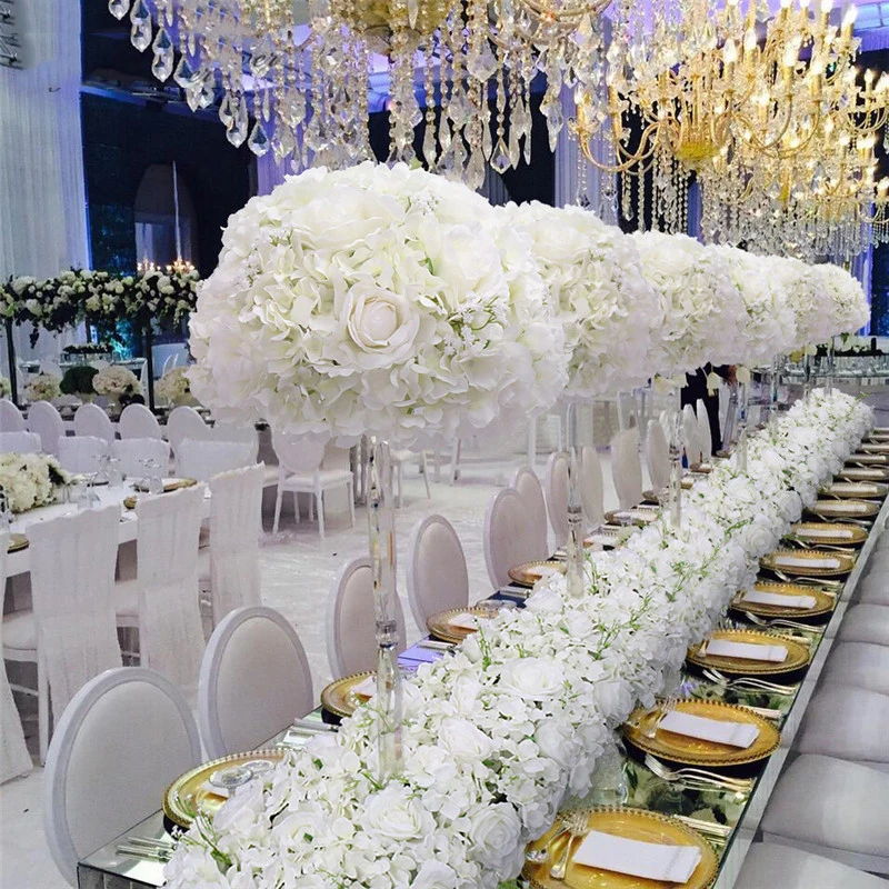 

35cm Large Artificial Flower Table Centerpiece Wedding Decor Road Lead Bouquet Silk Rose Peony Flower Ball Party Event Decor