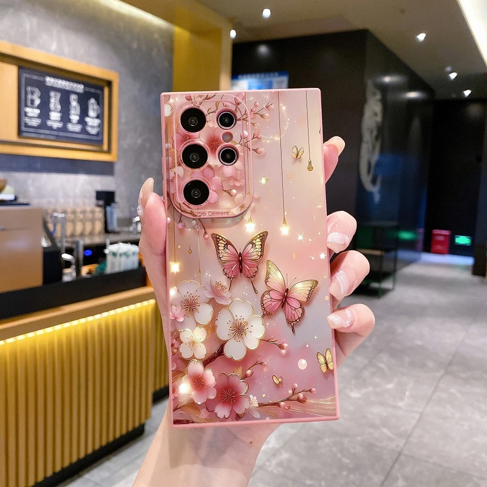 Фото Совместимость с Samsung Galaxy S25 S24 S23 Ultra S22 Plus Note 20 S21 FE Чехол с цветочной бабочкой Tongyan Cover №5
