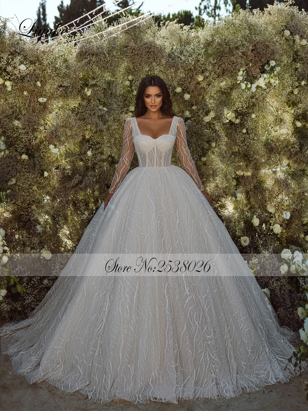 Liyuke Изящное милое бальное платье Свадебное Бисероплетение жемчуга Вышивка