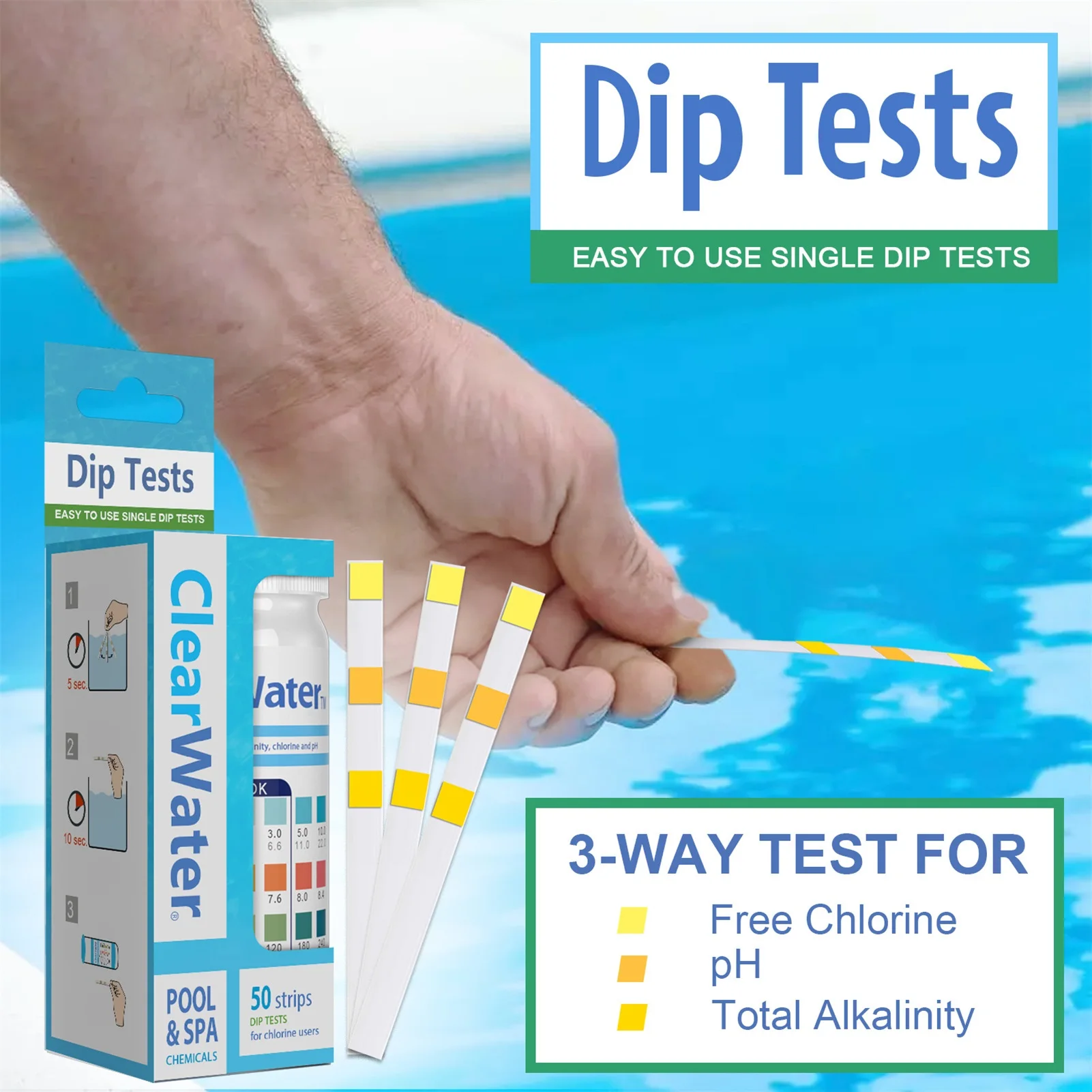 

50 Strips/Box 3-in-1 Water Quality PH Tester Papers Universal Indicator PH Hardness Paper Testing Tool For Water Aquarium