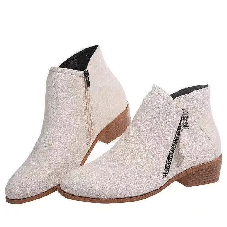 

Women Booties 2023 Autumn Suede Boots Women Fashion Size 43 Platform Boots Side Zipper Heeled Ankle Boots Botas De Mujer
