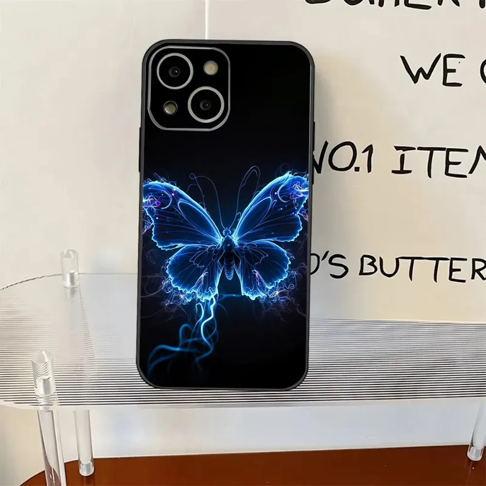 Красивый чехол для телефона с синей бабочкой iPhone 11 12 13 14 15 XS XR X Mini Pro Max Plus Shell