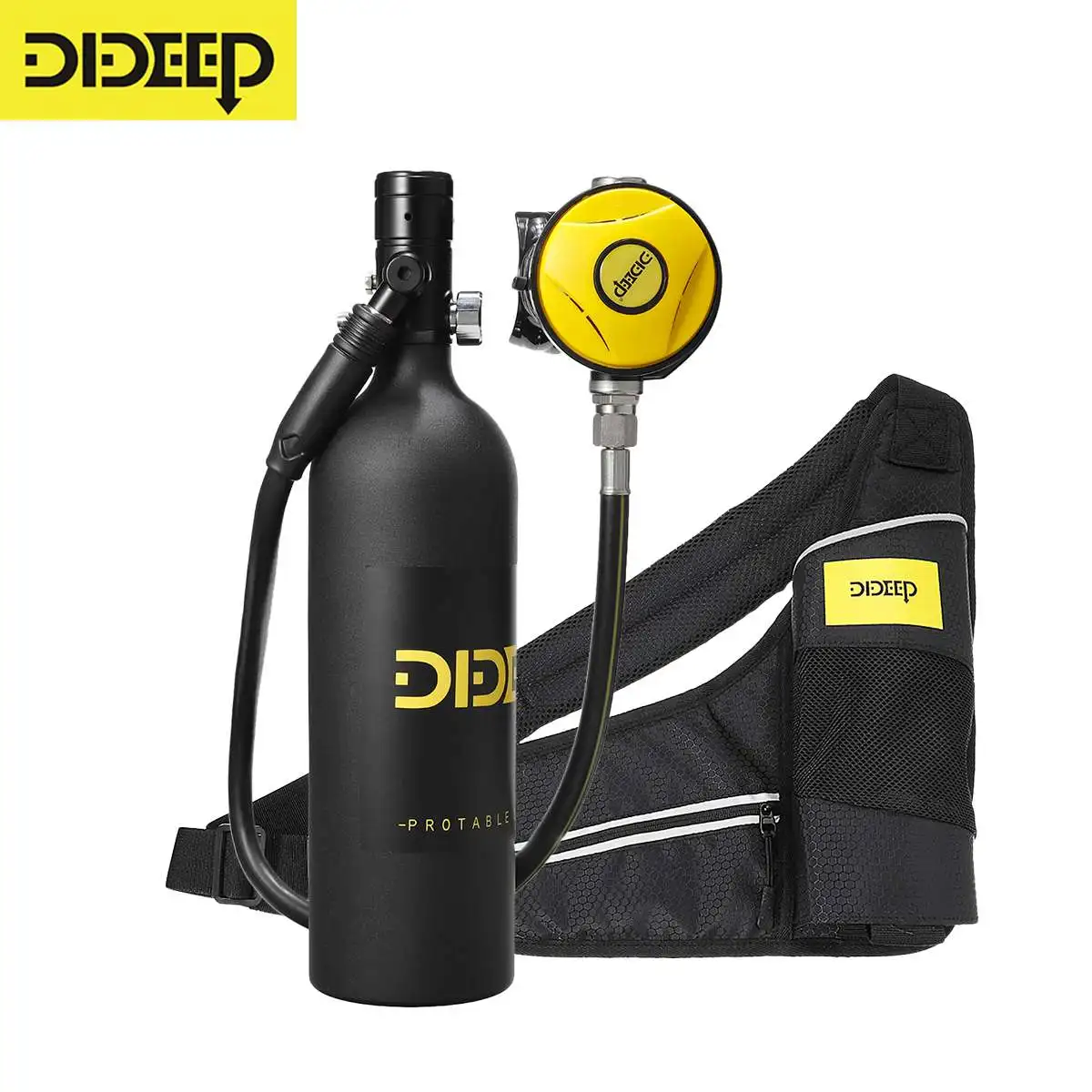 

DIDEEP 1L Scuba Diving Tank Portable Oxygen Cylinder Dive Respirator Air Tank Breathing Valve Underwater Breathing Equipment