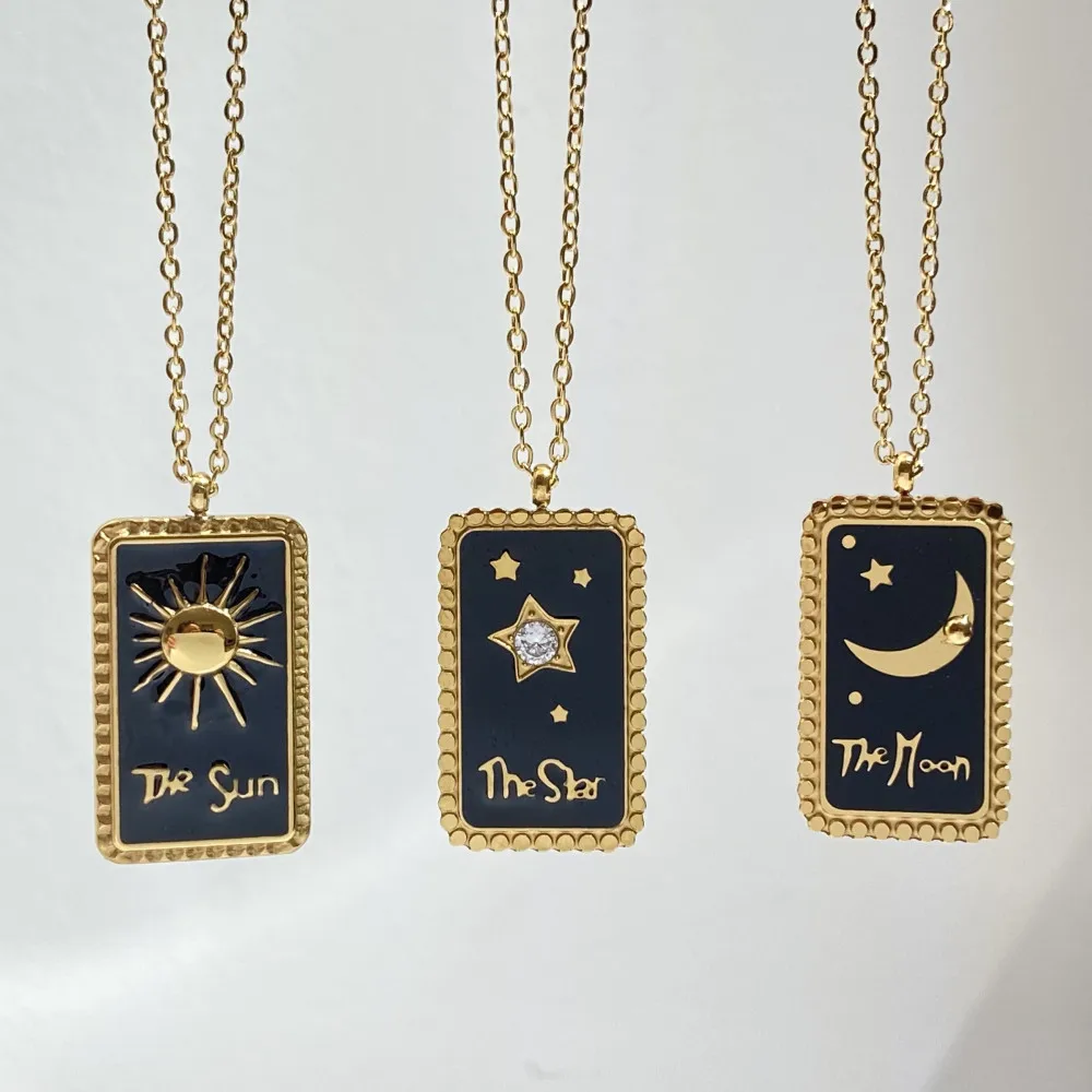 Ожерелье с квадратным кулоном для женщин и девушек из нержавеющей стали - купить