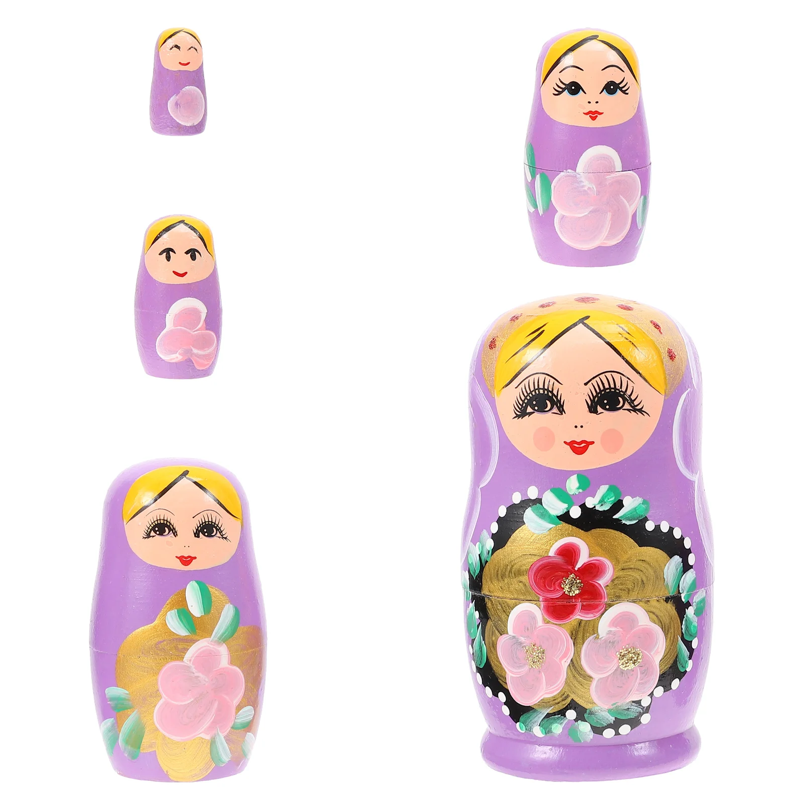 

5 Pcs Matryoshka Home Nesting Dolls Decor Crafts Dinning Table Painted Stacking Wooden Travel Retro