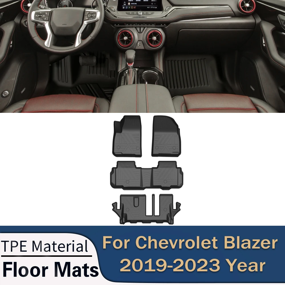 

For Chevrolet Blazer 2019-2023 7-seats Car Floor Mats All-Weather TPE Non-slip Foot Mats Cargo Liner Pad Trunk Tray Accessories