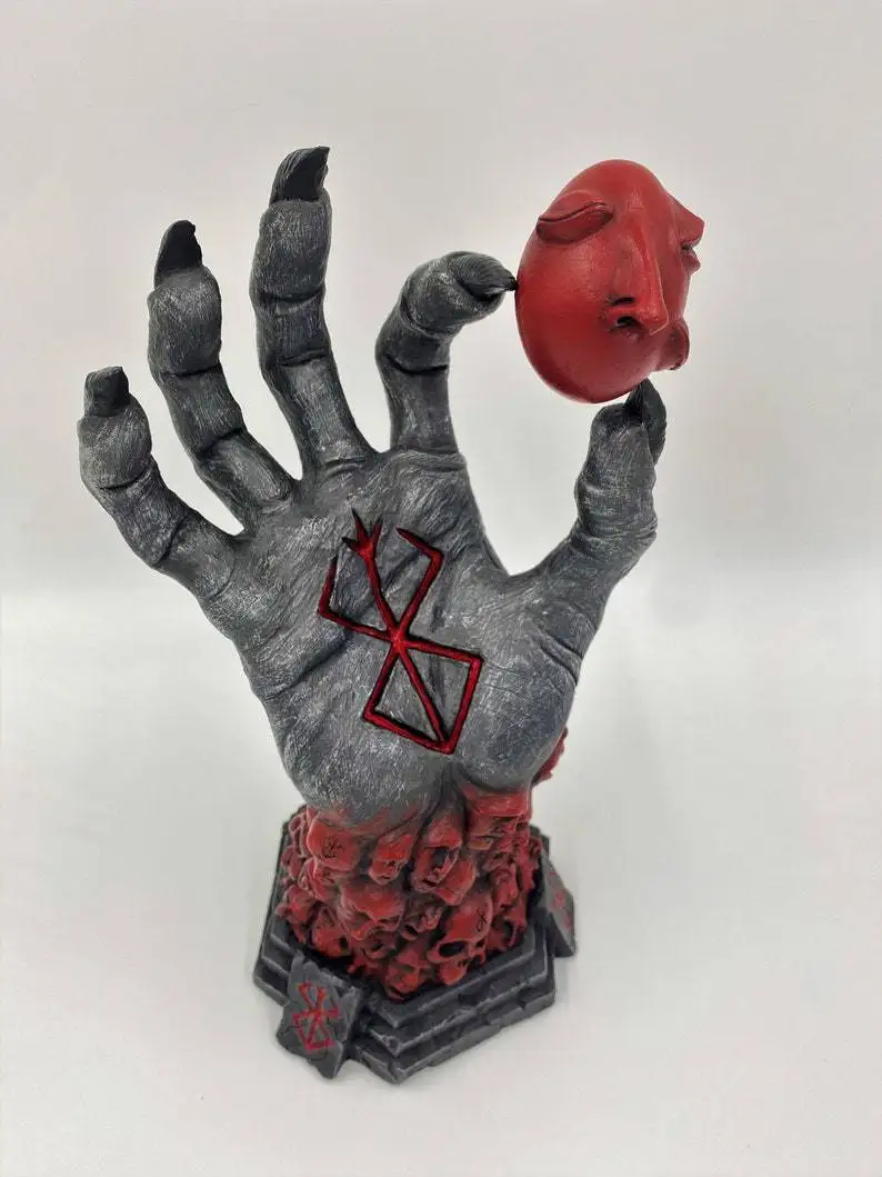 

Mad God Grim Reaper Devil's Right Hand of Berserk Skull Rune Figurines Decorative Resin Crafts Accessories Fear Home Decoration