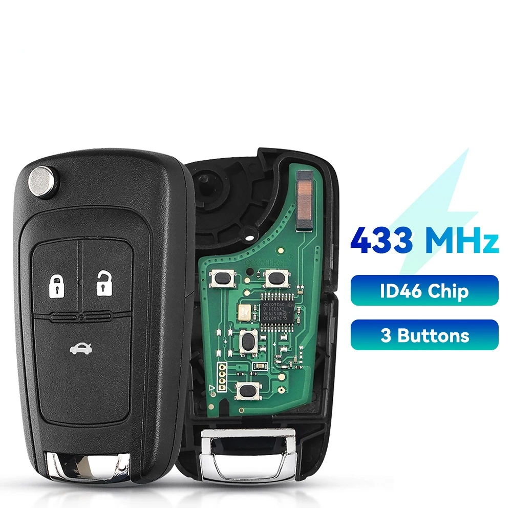 KEYYOU с аккумулятором Автомобильный Дистанционный ключ для Chevrolet Cruze Malibu Aveo Spark Sail orlando Key 433 МГц чип транспондера ID46