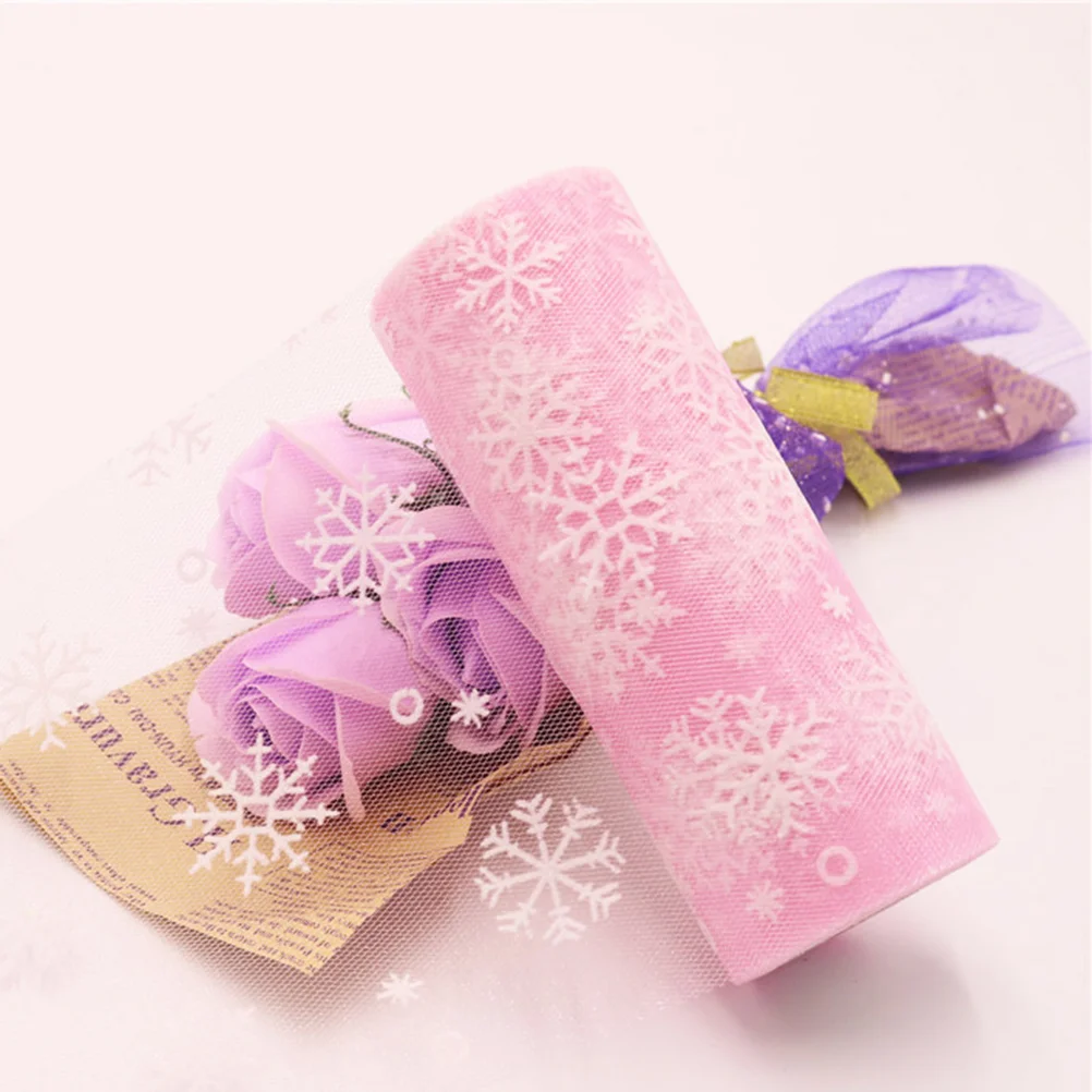 

Tulle Christmas Ribbon Rolls Roll Fabric Snowflake Gauze Glitter Diy Mesh Wedding Yarn Organza Ribbons Snowflakestree Gift