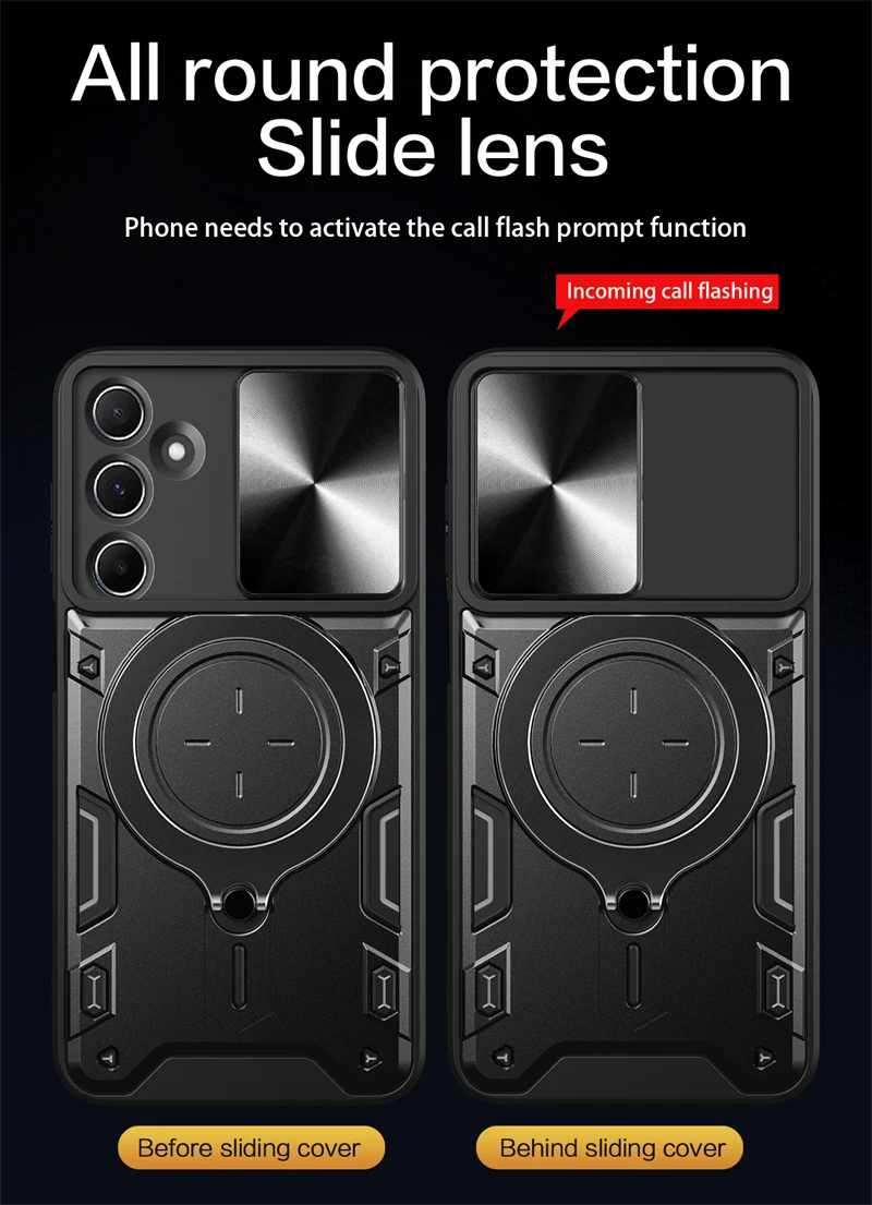 Для Samsung Galaxy M35 5G чехол Armor Slide Camera для телефона M 35 35M магнитный держатель кольцо