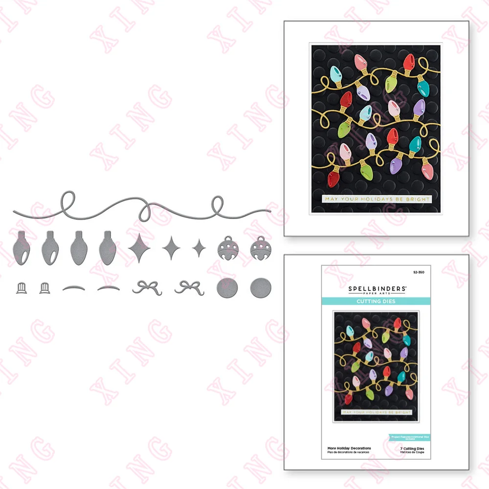 

2022 Jingle Bells Christmas Lights Stars Strings Metal Cutting Dies Diy Deco Embossing Molds Reusable Craft Blade Punch Template