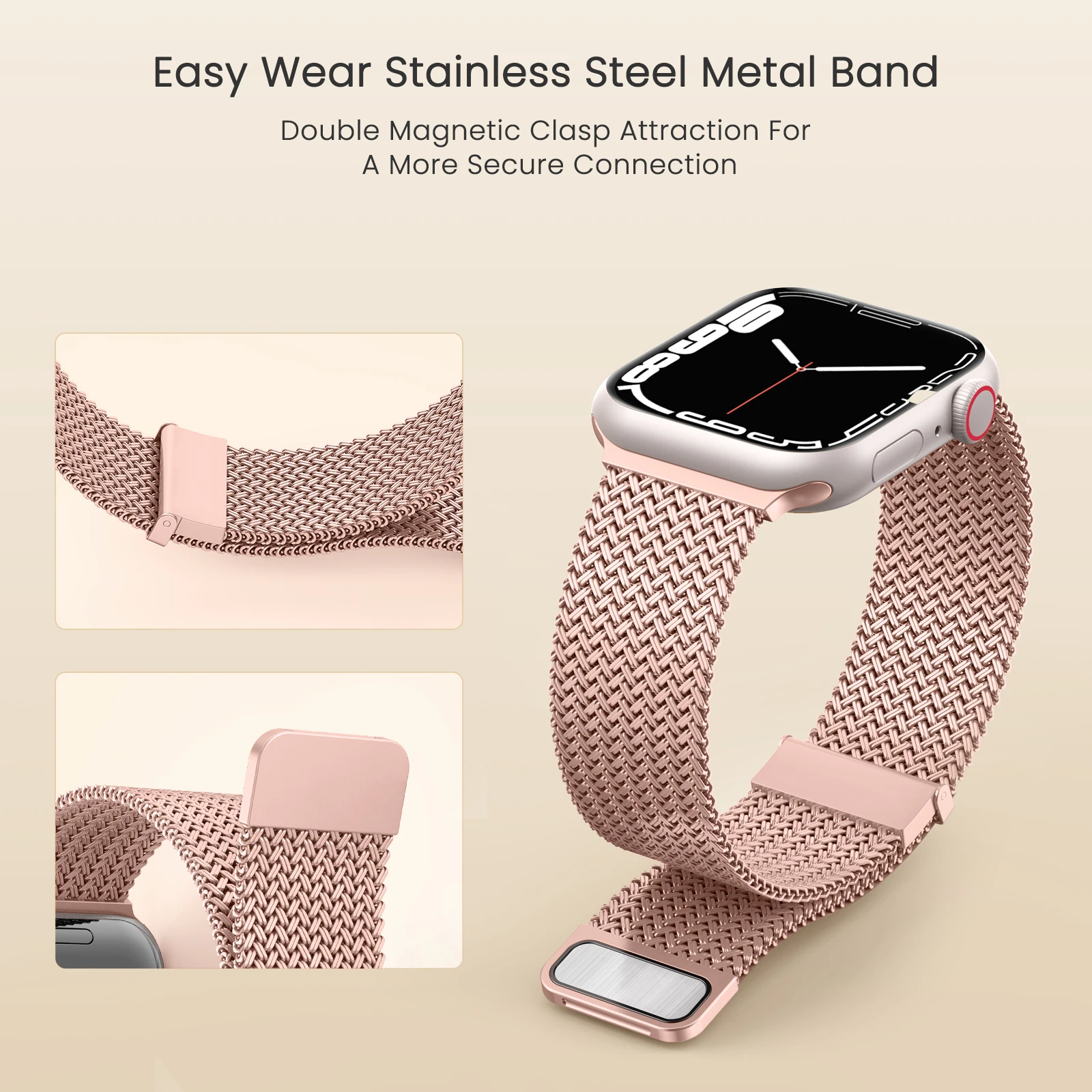 Ремешок стальной в металлической оплетке для Apple watch 7 41 мм 45 мм, магнитный браслет для iWatch 6 5 4 3 2 1 SE 44 мм 40 мм 42 мм 38 мм (art.: 3920bdd701fa3) - 3920bdd701fa3