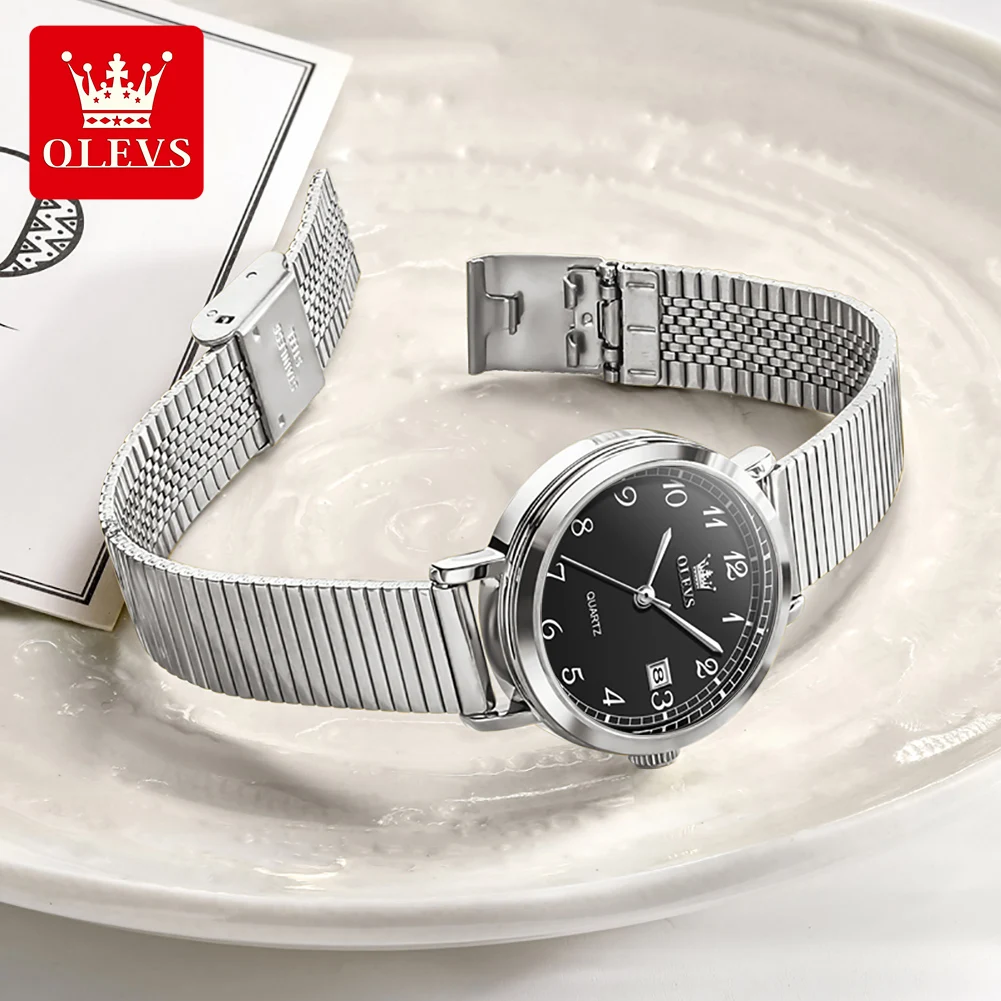 Фото Женские часы OLEVS 7130 Elegance с кварцевым механизмом, одинарным календарем, из нержавеющей стали, водонепроницаемые до 30 м. №2