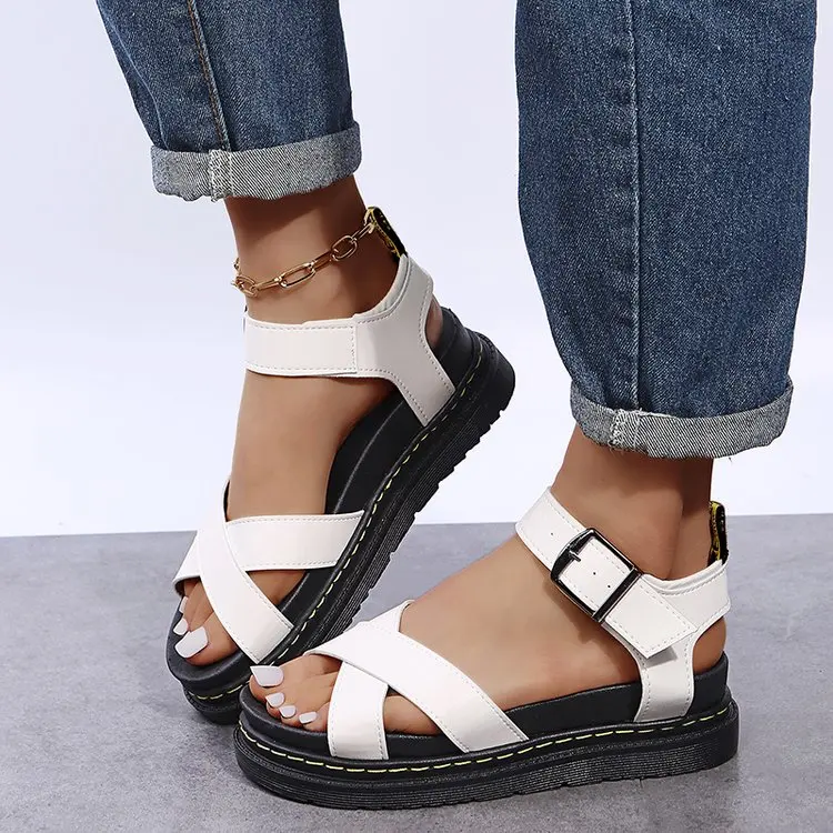 

Open Toe Flatform Wedges Shoes Woman Summer Beach Sandals Sexy Women Plus Size PU Leather Sandalias Mujer Sapato Feminino