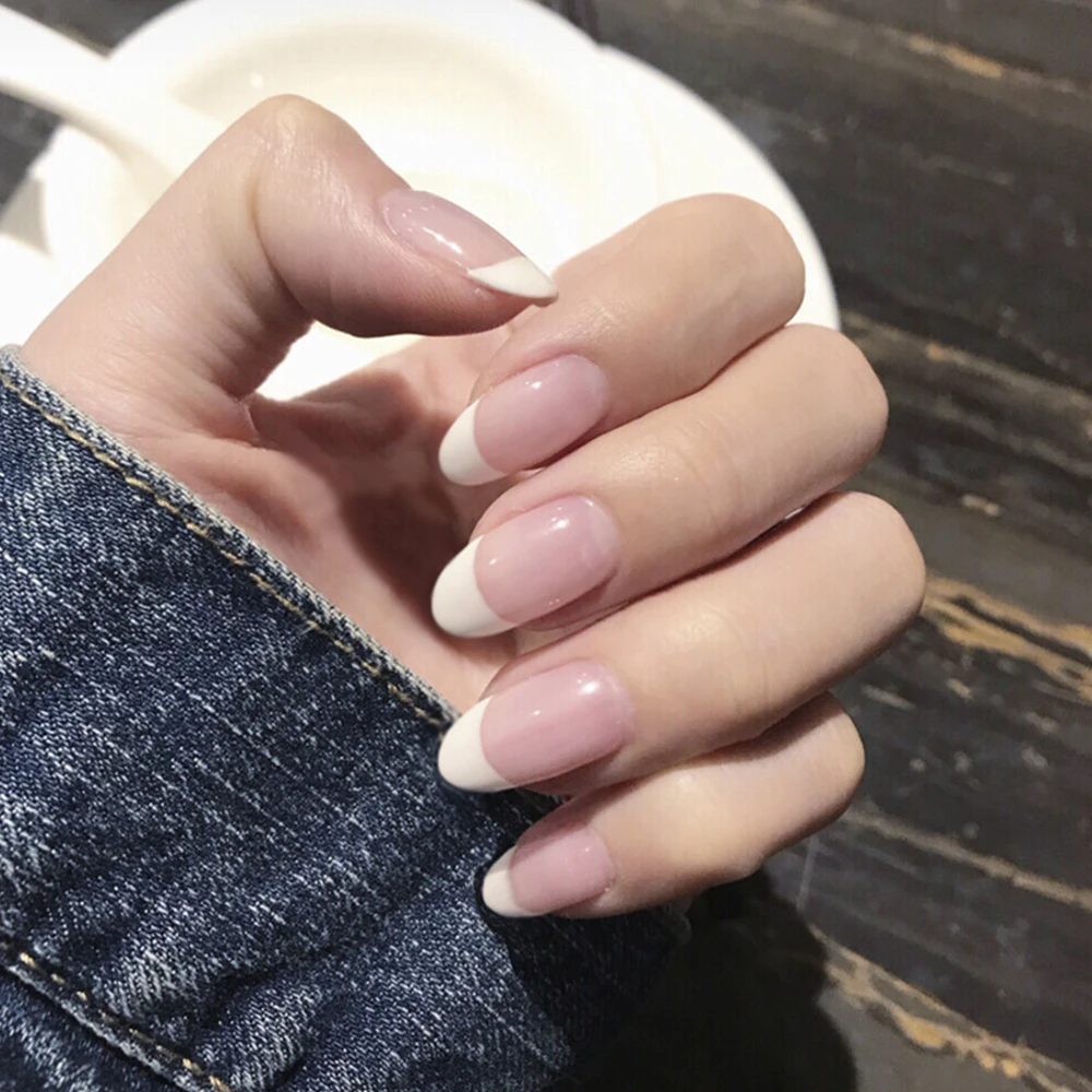 

120 шт., натуральные накладные ногти для французского маникюра