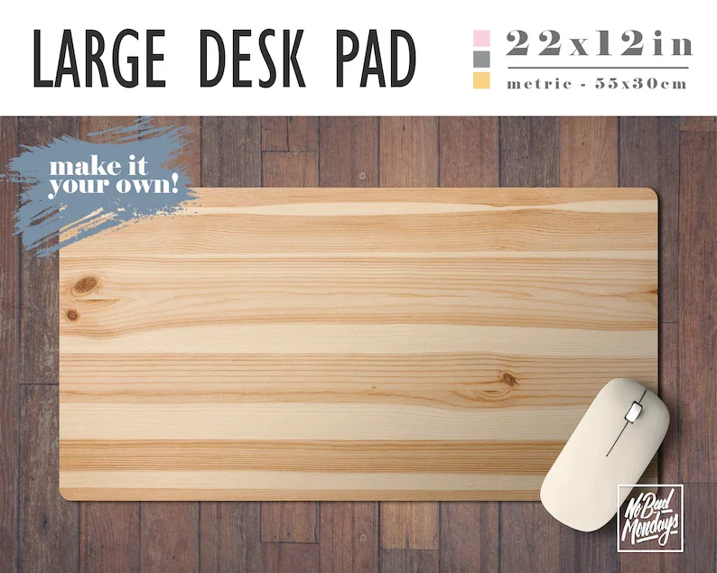 

Wood Grain Print Pattern Desk Mat - 2 Sizes - High Quality Digital Print, Extended Mouse Pad - Desk Accessory