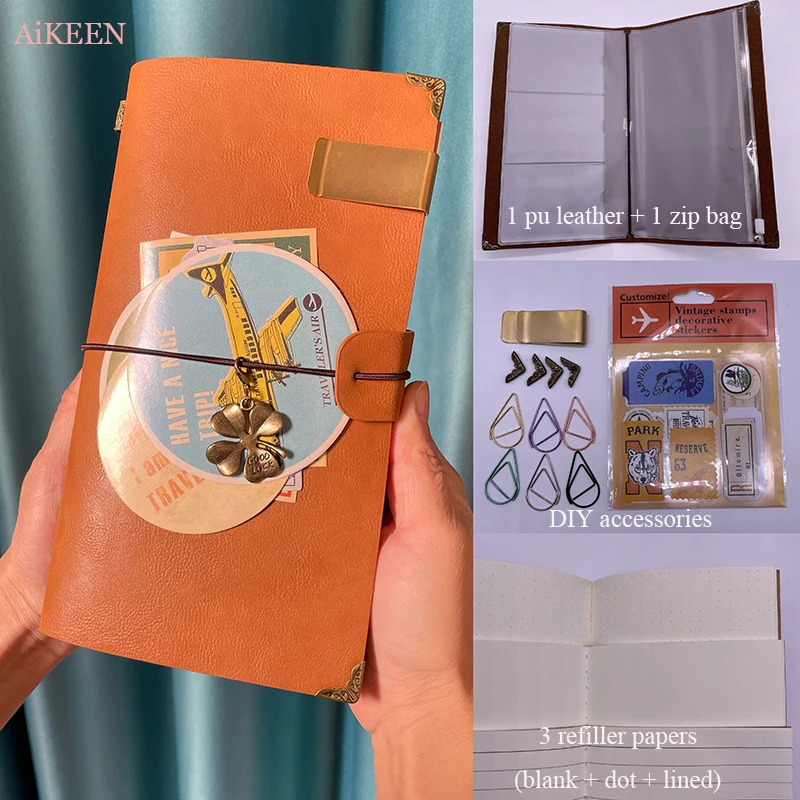 

Тетрадь TN на спирали из искусственной кожи, винтажный дневник-планировщик путешественника, ручная книга с набросками, дневник с аксессуара...