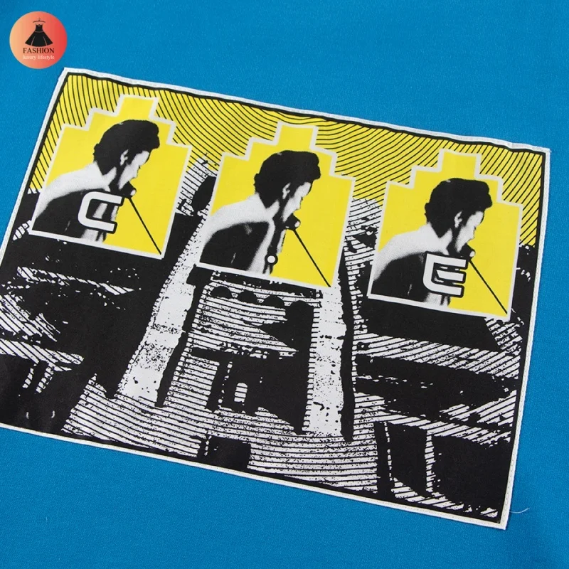 Модная синяя CAVEMPT новинка 1:1 осенне-зимняя оверсайз-футболка с принтом для мужчин