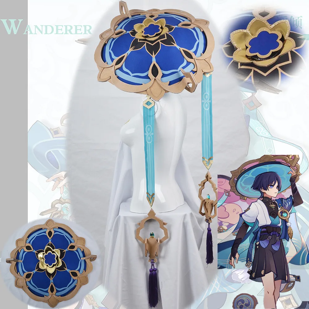 Игры аниме головные уборы героев мультфильма «Герои геншин», Бамбуковая Шляпа для косплея, шапки для игры «Сан-Бин», реквизит для Хэллоуина