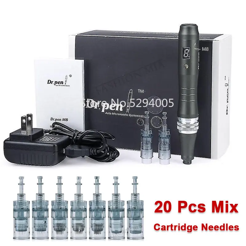 

M8 6 Levels Wireless Microneedling Pen Face Skin Care Machine Kit with Needle Cartridge for Repair Skin Beauty Tattoo Pen