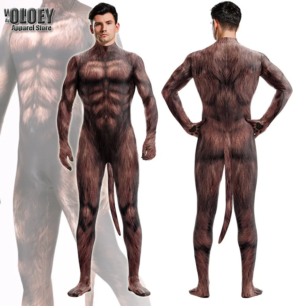 

3D Print Animal Panther Monster Zentai Jumpsuit Outfit for Adults Halloween Cosplay Costume Party Role Play Dress Up Bodysuit