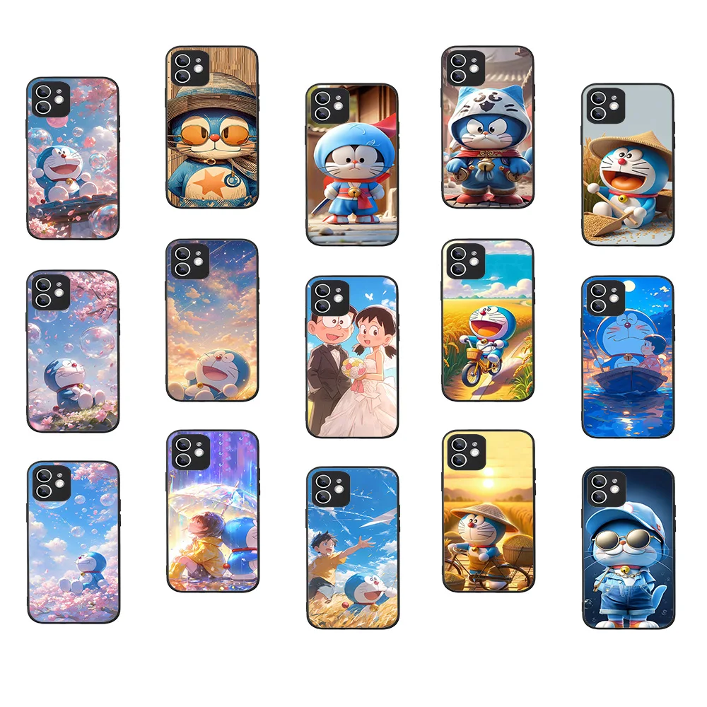WD-3 Doraemon Black Silicone чехол для OPPO Reno 4 5 5F 6 6z 7 7Z 8 10x Zoom Lite Pro